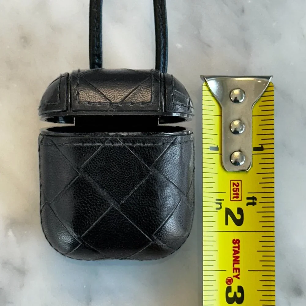 Bottega Veneta DESIGNER Black Leather Woven Intrecciato Airpod Case